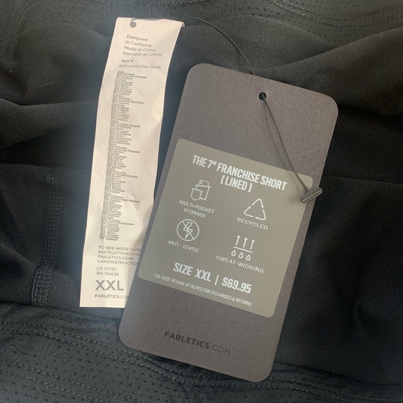 Mens Swim Trunks FABLETICS The Franchise Shorts Light Grey Black Athletic Shorts - Picture 10 of 10